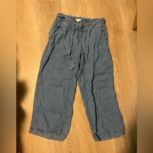 Wide leg crop chambray pants